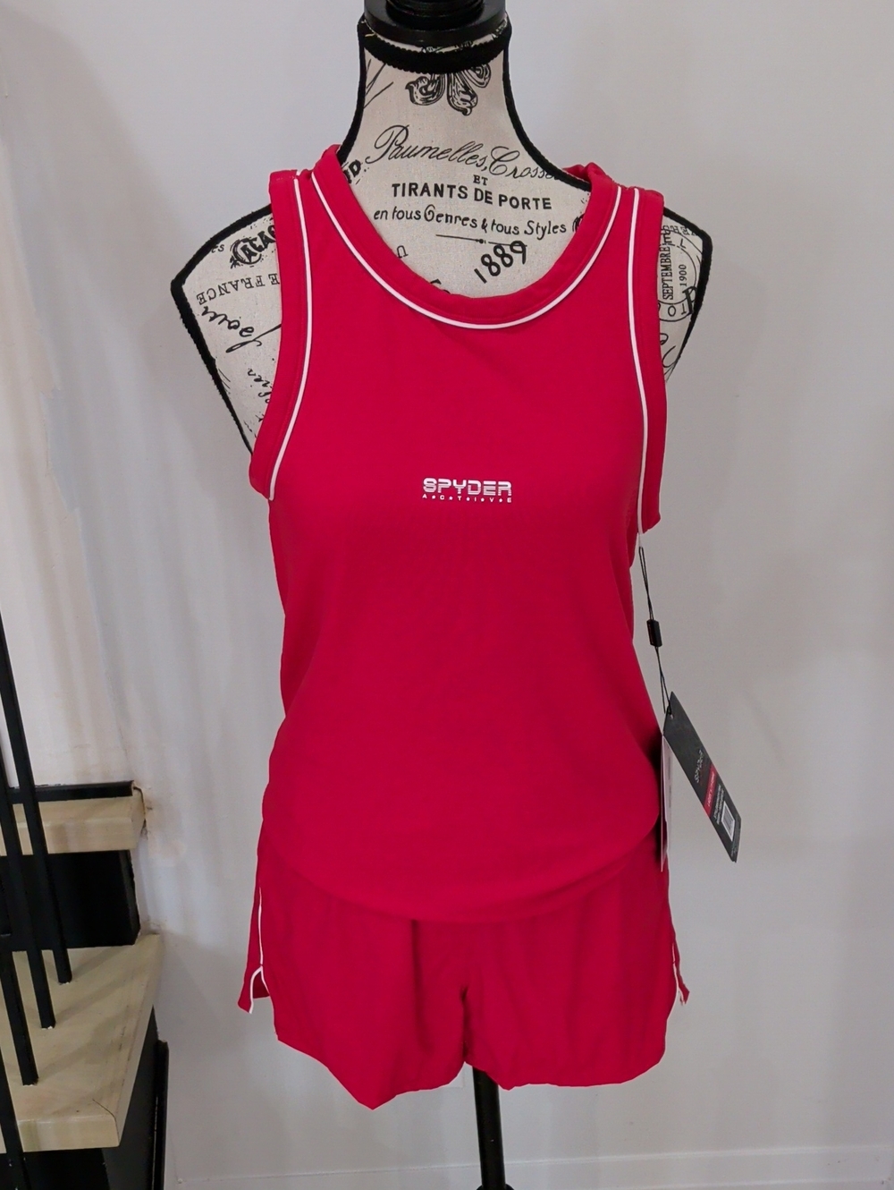 SPYDER | Women's Red/White Proweb Two-Piece Athletic Tank and Shorts Set